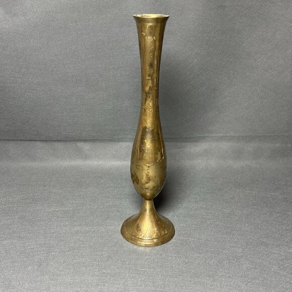 Vintage Brass Vase or Tapered Candle Holder Made In India - Picture 1 of 9